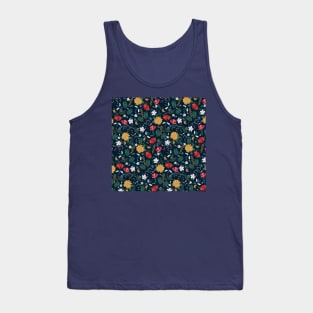 Pretty Colorful Wild Floral Blue Design Tank Top